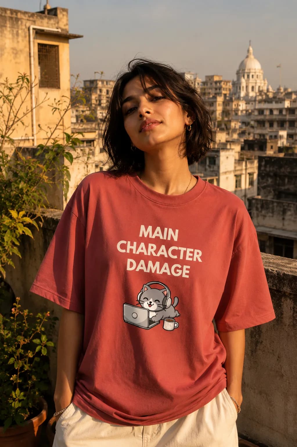 Main Character Damage Oversized Graphic T-Shirt