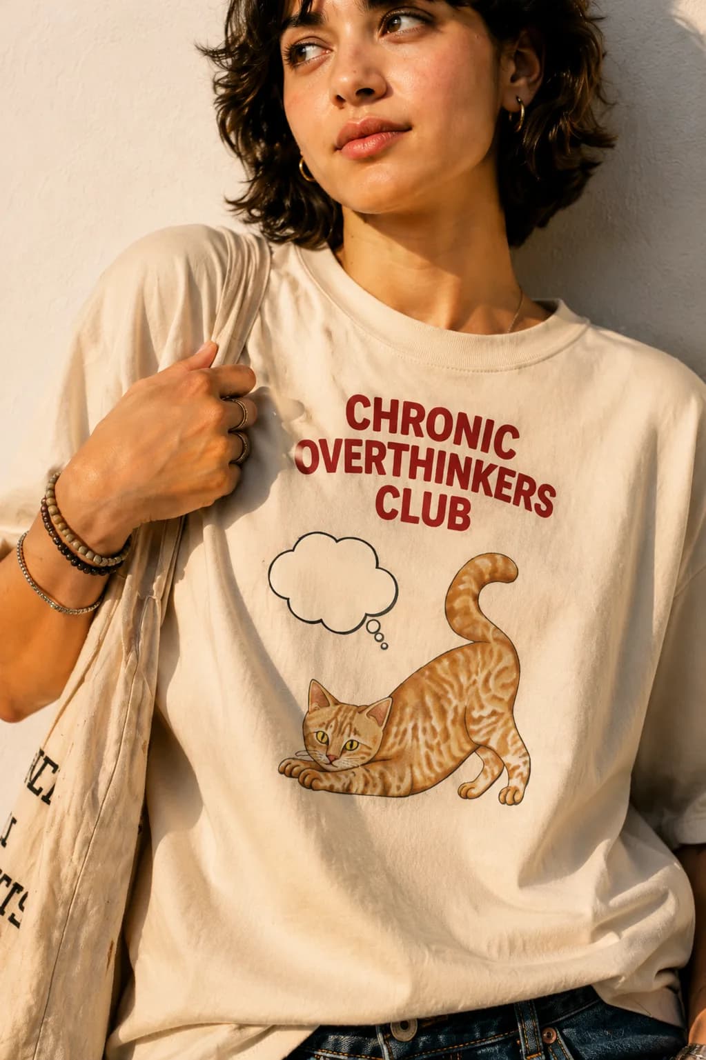 Chronic Overthinkers Club Oversized Graphic T-Shirt | Off White